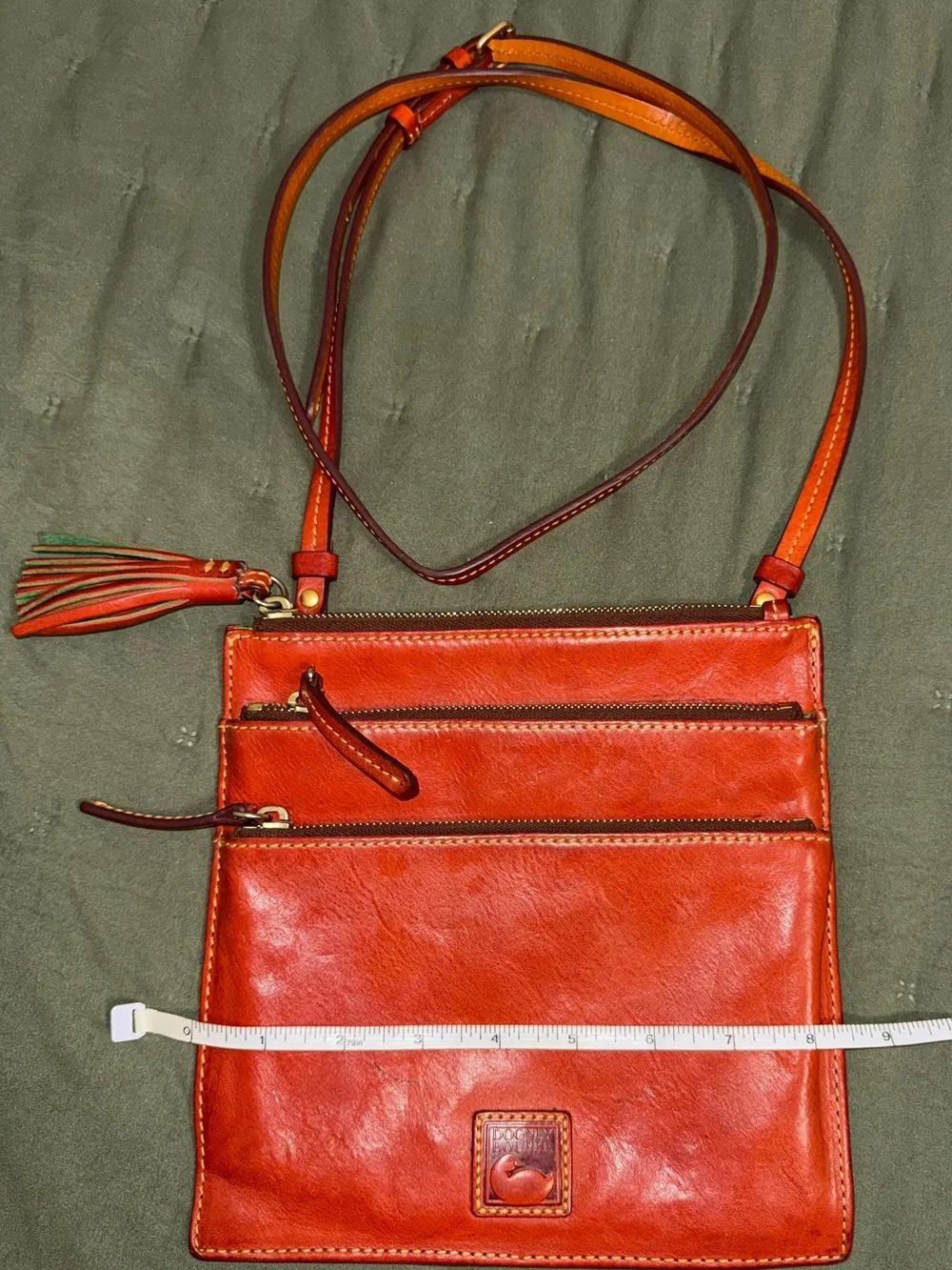 Vintage Dooney & Bourke Orangeish Red Leather Crossbody with Tassel